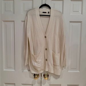 ATM Women's Cream Cardigan Sweater in Size Large